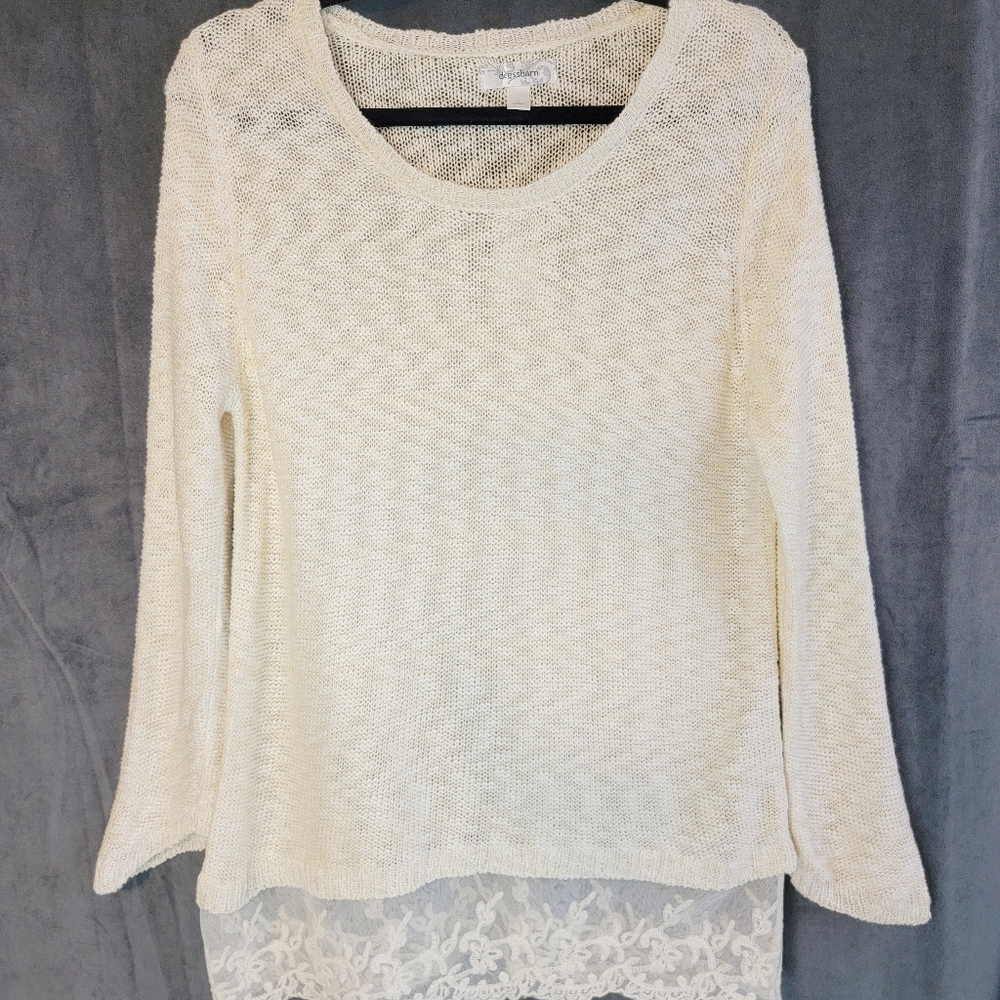 Lace Bottom Cream Sweater * NWT * Dressbarn *